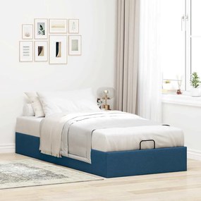 Estrutura de cama otomana sem colchão 90x190 cm tecido azul