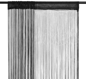 vidaXL Cortinas de fios 2 pcs 100x250 cm preto
