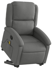 Poltrona elevatória de massagens tecido cinzento-escuro