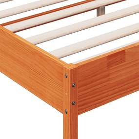 Cama sem colchão 200x200 cm pinho maciço castanho-mel