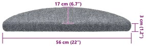 Tapetes de escada adesivos 20 pcs 56x17x3 cm cinzento-claro