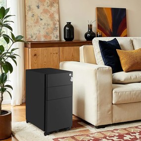 Bloco gavetas escritório com rodas 46 x 30 x 59,2 cm Preto