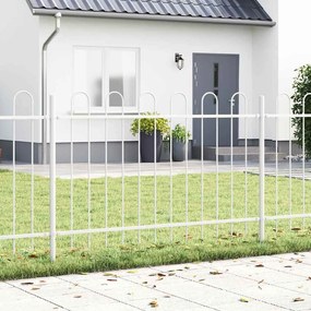 vidaXL Cerca de jardim branca com topo em arco, 3,4x0,8 m, em aço