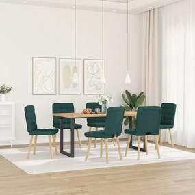 Cadeiras de jantar 6 pcs tecido verde-escuro