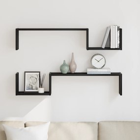 Prateleira de Parede vidaXL 2 pcs Carvalho Preto 100x15x70 cm Madeira Revestida