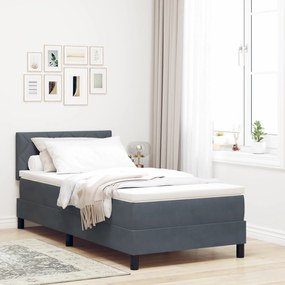 Cama Box Spring com Colchão vidaXL Cinza Escuro 90x200 cm Veludo