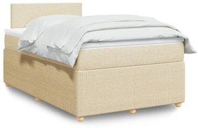 Cama boxspring com colchão 120x190 cm tecido cor creme