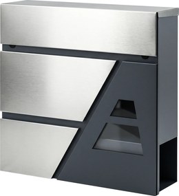 Caixa de Correio Exterior de Aço Inoxidável 13 L Caixa de Correio de Parede com Fechadura e 2 Chaves Suporte para Jornais Cinzento Escuro