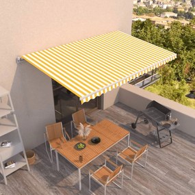Toldo retrátil manual 500x350 cm amarelo e branco