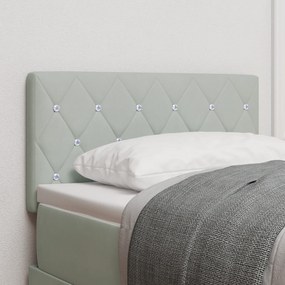 vidaXL Cabeceira de LED com Botões de Cristal Estofada Cinza Claro 80 cm Veludo