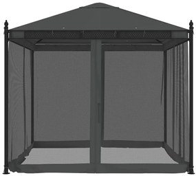 Gazebo com paredes de malha 2,93x2,93 m aço antracite