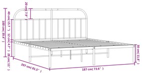 Estrutura de cama com cabeceira 180x200 cm metal branco