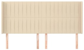 Cabeceira de cama c/ abas tecido 183x16x118/128 cm creme