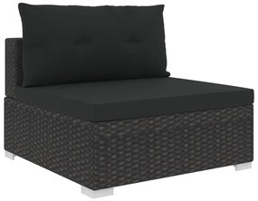 10 pcs conjunto lounge de jardim c/ almofadões vime PE preto
