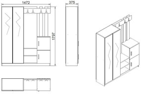 Cabide de Entrada DD8 – Branco – 147,2x179,7x37,5 cm
