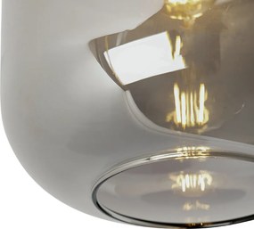 Candeeiro de teto design preto e dourado com vidro fumê - Zuzanna