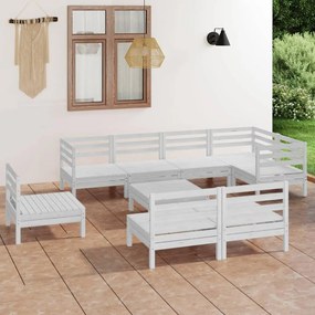 vidaXL 9 pcs conjunto lounge de jardim pinho maciço branco