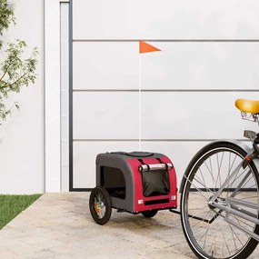 vidaXL Reboque bicicleta animais tecido oxford/ferro vermelho/cinzento