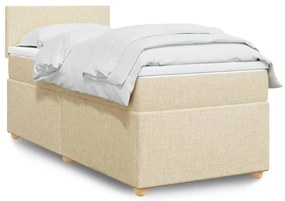 vidaXL Cama com molas/colchão 90x190 cm tecido cor creme