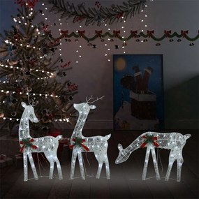 328506 vidaXL Família de renas de Natal 270x7x90 malha branca