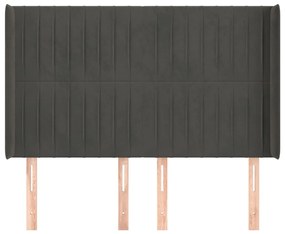 Cabeceira cama c/ abas veludo 147x16x118/128 cm cinzento-escuro