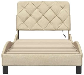 Estrutura de cama com LED sem colchão 90x190 cm tecido creme