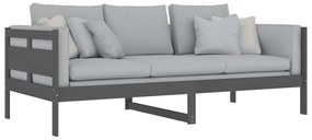 Sofá-cama 90x200 cm madeira de pinho maciça cinzento