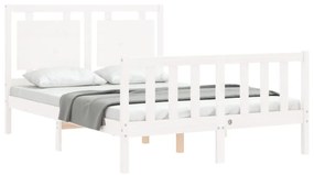 Estrutura de cama com cabeceira 140x200cm madeira maciça branco