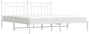 Estrutura de cama com cabeceira 193x203 cm metal branco
