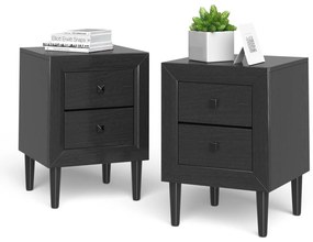 Mesa de cabeceira com gavetas e armários modernos para quarto - Preto