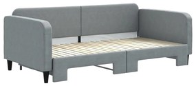 Sofá-cama com gavetão 100x200 cm tecido cinzento-claro