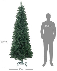 HOMCOM Árvore de Natal Estreita Árvore de Natal Tipo Lápis de 210 cm c