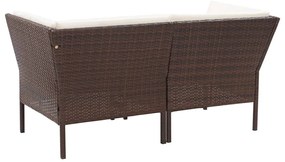 8 pcs conjunto lounge jardim c/ almofadões vime PE castanho