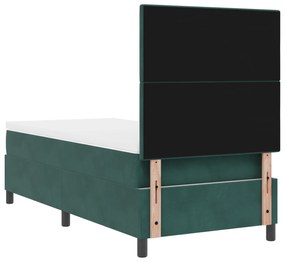 Cama Box Spring com Colchão Verde Escuro Solteiro Veludo