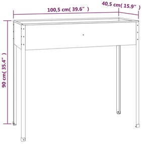 Vaso/floreira jardim 100,5x40,5x90 cm aço galvanizado antracite