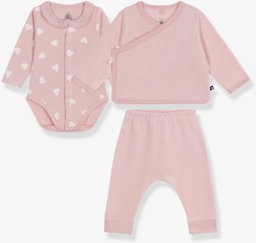Conjunto presente em veludo de 3 peças para bebé rosa
