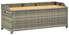 vidaXL Banco de jardim c/ arrumação 120 cm vime PE cinzento