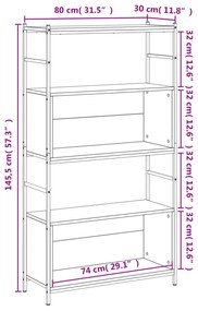 Estante 80x30x145,5 cm derivados de madeira/ferro cinza sonoma