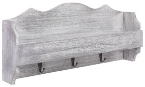 Cabide de parede 50x10x23 cm madeira cinzento