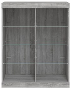 Aparador com luzes LED 81x37x100 cm cinzento sonoma