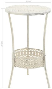 Mesa bistrô estilo vintage redonda metal 40x70 cm branco