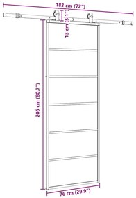 Porta deslizante c/ conj. ferragens 76x205cm vidro ESG preto