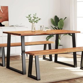 vidaXL Mesa de jantar c/ bordas vivas 140x80x75 cm acácia maciça
