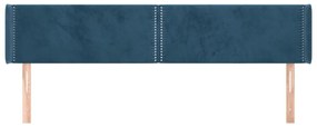 Cabeceira de cama c/ abas veludo 203x16x78/88cm azul-escuro