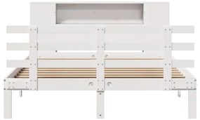 Cama com estante sem colchão 135x190 cm pinho maciço branco