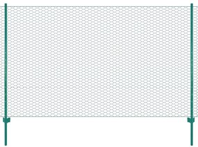 vidaXL Cerca de arame com postes aço 25x1,5 m verde