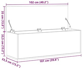 Caixa de arrumação 102x35x35 cm derivados de madeira branco