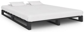 Estrutura de cama em paletes pinho maciço 120x200 cm cinzento