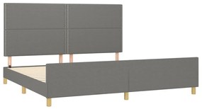 Estrutura de cama sem colchão 200x200 cm tecido cinzento-escuro