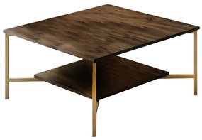 Mesa de Centro Gold Line – Nogueira/Preto – 80x80x40 cm